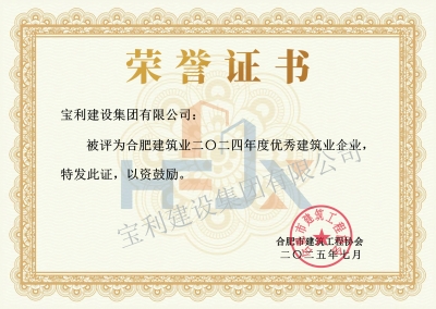 合肥建筑業(yè)2024年度優(yōu)秀建筑業(yè)企業(yè)